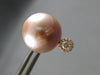LARGE .18CT DIAMOND & AAA PINK SOUTH SEA PEARL 18KT ROSE GOLD SOLITAIRE EARRINGS