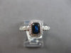 .90CT DIAMOND & AAA SAPPHIRE 14KT WHITE GOLD EMERALD CUT & ROUND ENGAGEMENT RING