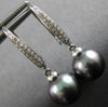 ESTATE .12CT DIAMOND & AAA TAHITIAN PEARL 18KT WHITE GOLD FUN LEVERBACK EARRINGS