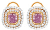 LARGE 3.6CT WHITE & PINK DIAMOND 18KT ROSE GOLD 3D DOUBLE HALO HANGING EARRINGS