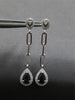 .78CT DIAMOND & AAA SAPPHIRE 14KT WHITE GOLD PEAR SHAPE & ROUND HANGING EARRINGS