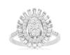 .92CT DIAMOND 14KT WHITE GOLD ROUND & BAGUETTE CLUSTER OVAL BALLERINA LOVE RING