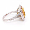 EXTRA LARGE 3CT WHITE & FANCY YELLOW DIAMOND 18KT TRI COLOR GOLD ENGAGEMENT RING