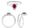 .80CT DIAMOND & AAA RUBY 14KT WHITE GOLD PEAR SHAPE & ROUND HALO FUN RING