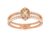 .44CT DIAMOND & AAA MORGANITE 14KT ROSE GOLD 3D ROUND & OVAL HEXAGON 2 ROW RING