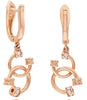 .10CT DIAMOND 18KT ROSE GOLD INTERTWINING LOVE KNOT LEVERBACK HANGING EARRINGS