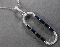 .77CT DIAMOND & AAA SAPPHIRE 14K WHITE GOLD 3D BAGUETTE & ROUND FLOATING PENDANT