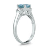 2.0CT DIAMOND & AAA AQUAMARINE 14KT WHITE GOLD 3D OVAL & ROUND ENGAGEMENT RING