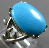 ESTATE LARGE AAA TURQUOISE 14KT WHITE GOLD MULTI LEAF OVAL CRISS CROSS LOVE RING