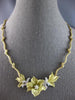 ANTIQUE LARGE .65CT DIAMOND 18KT 2 TONE GOLD HANDCRAFTED FLOWER NECKLACE #28049