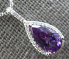 1.40CT DIAMOND & AAA AMETHYST 14KT WHITE GOLD 3D PEAR SHAPE & ROUND HALO PENDANT