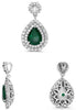 1.58CT DIAMOND & AAA EMERALD PLATINUM PEAR SHAPE & ROUND FLOWER FLOATING PENDANT