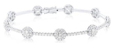 2.96CT DIAMOND 14KT WHITE GOLD HALO CIRCLE BY THE YARD ETERNITY TENNIS BRACELET