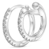 .17CT DIAMOND 14K WHITE GOLD 3D CLASSIC DOUBLE HUGGIE 2 ROW FUN HANGING EARRINGS