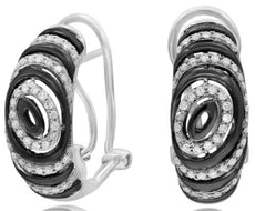 .31CT DIAMOND 14KT WHITE & BLACK GOLD 3D MULTI OVAL FUN CLIP ON HANGING EARRINGS