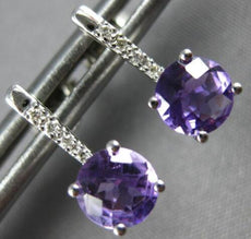 ESTATE .83CT DIAMOND & AAA AMETHYST 14K WHITE GOLD 3D ROUND FUN HANGING EARRINGS