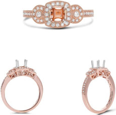 .28CT DIAMOND 14KT WHITE & ROSE GOLD ROUND PAST PRESENT FUTURE ENGAGEMENT RING