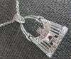 ESTATE .27CT DIAMOND 14KT WHITE GOLD LADIES PURSE FILIGREE FUN FLOATING PENDANT