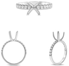 .33CT DIAMOND 14K WHITE GOLD ROUND CLASSIC 4 PRONG SEMI ETERNITY SEMI MOUNT RING