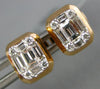 ESTATE .28CT DIAMOND 18K ROSE GOLD ROUND & BAGUETTE CLUSTER SQUARE STUD EARRINGS