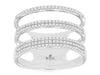 ESTATE WIDE .40CT DIAMOND 14KT WHITE GOLD CLASSIC MULTI ROW TRIPLE BAND FUN RING