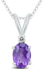 .88CT DIAMOND & AAA AMETHYST 14KT WHITE GOLD 3D OVAL AND ROUND SOLIATIRE PENDANT