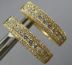 ESTATE .67CT DIAMOND 18KT YELLOW GOLD 3 ROW OVAL CLASSIC HUGGIE HANGING EARRINGS