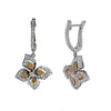 ESTATE .30CT DIAMOND 18KT 2 TONE GOLD 3D BUTTERFLY LEVERBACK HANGING EARRINGS