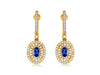 1.05CT DIAMOND & AAA TANZANITE 14K YELLOW GOLD OVAL & ROUND DOUBLE HALO EARRINGS