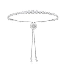 1.52CT DIAMOND 14KT WHITE GOLD BEZEL GRADUATING ADJUSTABLE LOVE TENNIS BRACELET