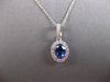 1.28CT DIAMOND & AAA CEYLON SAPPHIRE 14KT WHITE GOLD OVAL HALO FLOATING PENDANT