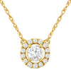 ESTATE .33CT DIAMOND 14KT YELLOW GOLD 3D SOLITAIRE HALO CLASSIC LOVE NECKLACE