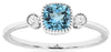 .76CT DIAMOND & AAA BLUE TOPAZ 14KT WHITE GOLD CUSHION & ROUND 3 STONE LOVE RING