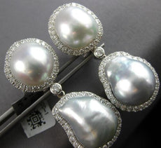 EXTRA LARGE 3.93CT DIAMOND & AAA SOUTH SEA PEARL 18K WHITE GOLD CLIP ON EARRINGS