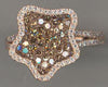 ESTATE 1.03CT WHITE & MOCHA DIAMOND 14KT ROSE GOLD 3D CLASSIC STAR LOVE RING