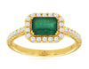 1.33CT DIAMOND & AAA EMERALD 14K YELLOW GOLD 3D EMERALD CUT & ROUND OCTAGON RING