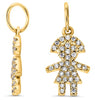ESTATE .10CT DIAMOND 14KT YELLOW GOLD 3D HAPPY GIRL FUN FLOATING PENDANT