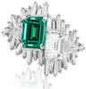 LARGE 6.18CT DIAMOND & AAA EMERALD PLATINUM 3D BAGUETTE & TRILLION COCKTAIL RING