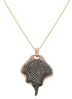 1.40CT WHITE & CHOCOLATE FANCY DIAMOND 14K ROSE GOLD LUCKY FISH FLOATING PENDANT