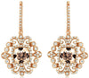 2.60CT DIAMOND & AAA MORGANITE 14KT ROSE GOLD CUSHION & ROUND HANGING EARRINGS