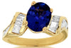 2.90CT DIAMOND & AAA TANZANITE 14KT YELLOW GOLD OVAL & BAGUETTE ENGAGEMENT RING
