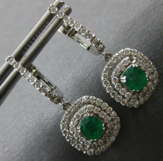 2.70CT DIAMOND & AAA EMERALD 14K WHITE GOLD 3D OVAL & ROUND DOUBLE HALO EARRINGS