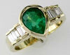 2.05CT DIAMOND & AAA EMERALD 14KT YELLOW GOLD 3D CLASSIC 3 ROW ENGAGEMENT RING
