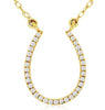 ESTATE .12CT DIAMOND 14KT YELLOW GOLD 3D CLASSIC LUCKY HORSESHOE FUN NECKLACE