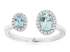 .66CT DIAMOND & AAA AQUAMARINE 14KT WHITE GOLD OVAL & ROUND FLOWER TENSION RING