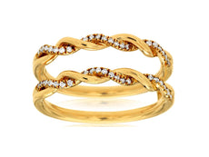 0.20CT DIAMOND 14KT YELLOW GOLD 3D CLASSIC ROPE INSERT WEDDING ANNIVERSARY RING