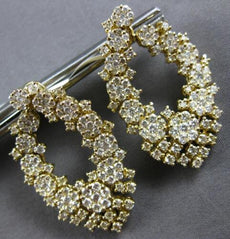 LARGE 3.55CT DIAMOND 14KT YELLOW GOLD 3D MULTI FLOWER FLEXIBLE HANGING EARRINGS