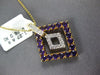 1.53CT DIAMOND & AAA AMETHYST 18K YELLOW GOLD DIAMOND SHAPE FUN FLOATING PENDANT