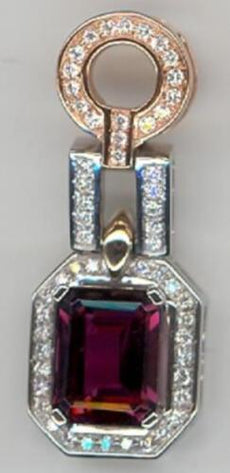 2.06CT DIAMOND & AAA PINK TOURMALINE 14KT WHITE & ROSE GOLD 3D FLOATING PENDANT
