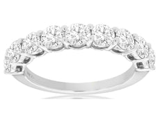 1.80CT DIAMOND 14KT WHITE GOLD 3D 9 STONE SHARED PRONG WEDDING ANNIVERSARY RING